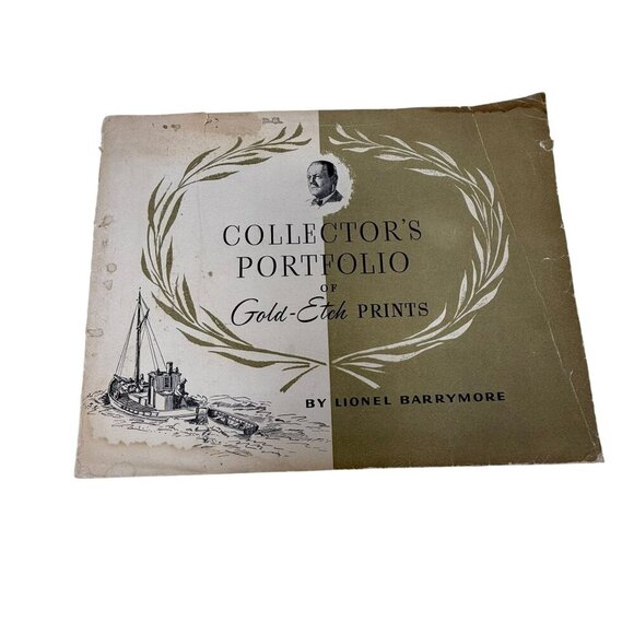 Lionel Barrymore Collectors Portfolio Of 4 Gold-Etch Prints Vintage - Picture 2 of 8